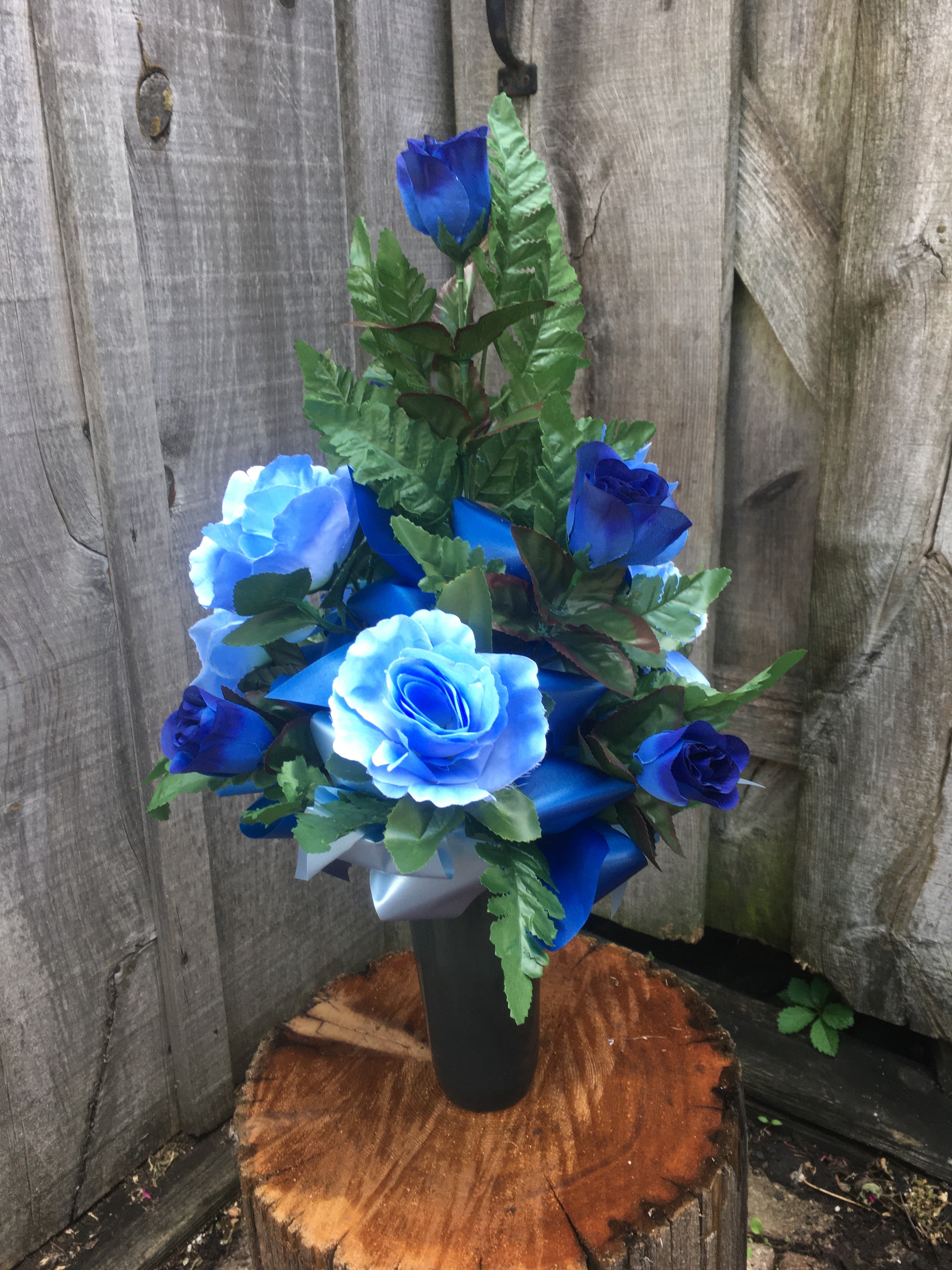 Blue Cemetery Vase