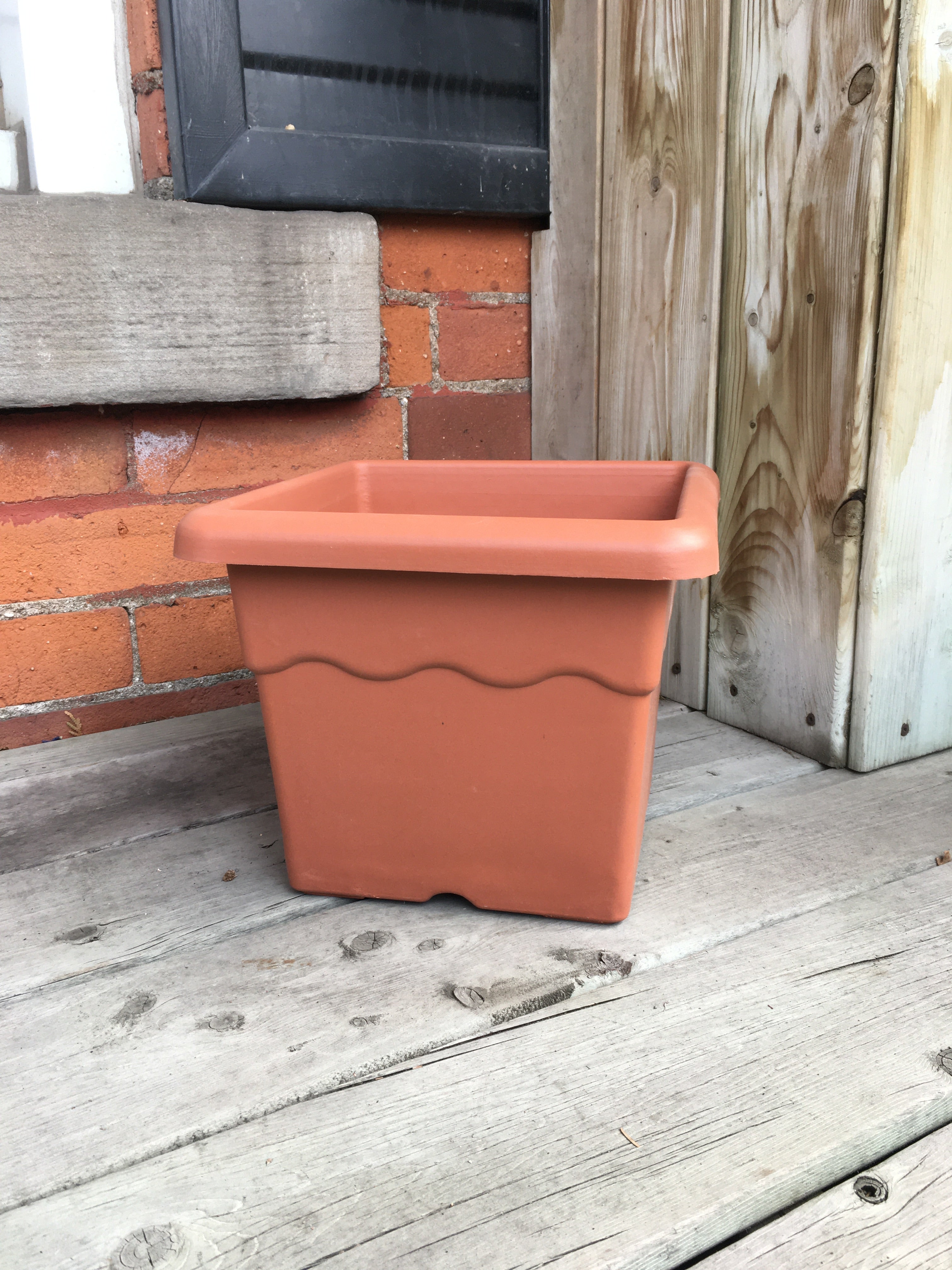 Square Plastic Terracotta Coloured Pot